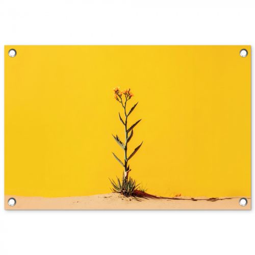 Tuinposter - Zand - Plant - Geel - Minimalitisch