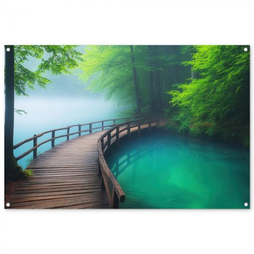 Tuinposter - Brug - Water - Rivier - Bos
