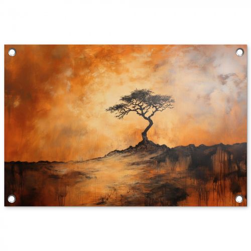 Tuinposter - Boom - Landschap - Oranje