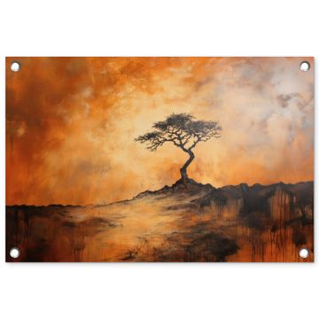 Tuinposter - Boom - Landschap - Oranje