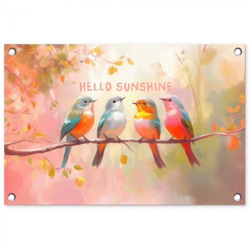 Tuinposter - Vogels - Tak - Quote - Roze