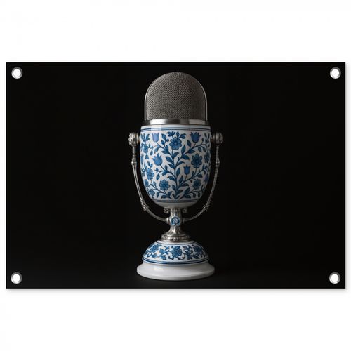 Tuinposter - Microfoon - Delfts blauw - Muziek