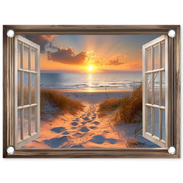 Doorkijk - Strand - Duinen - Zonsondergang