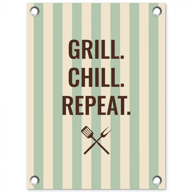 Quote - Strepen - Grill tuinposter los doek klein -3d
