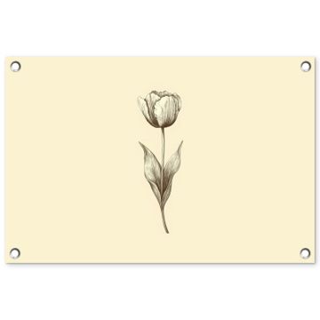 Tuinposter - Illustratie - Tulp - Zwart