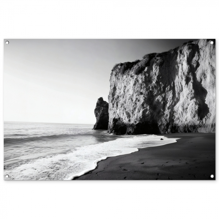Strand - Klif - Golven - Voetstappen tuinposter los doek groot -3d