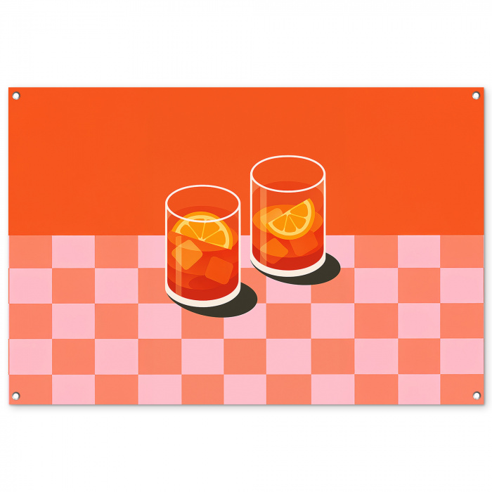 Sinaasappel - Glazen - Oranje tuinposter los doek groot -3d