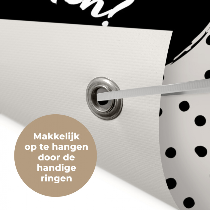 Quotes - Tekst - Hé zon ga je mee stralen? - Zon tuinposter los doek klein -sfeer5