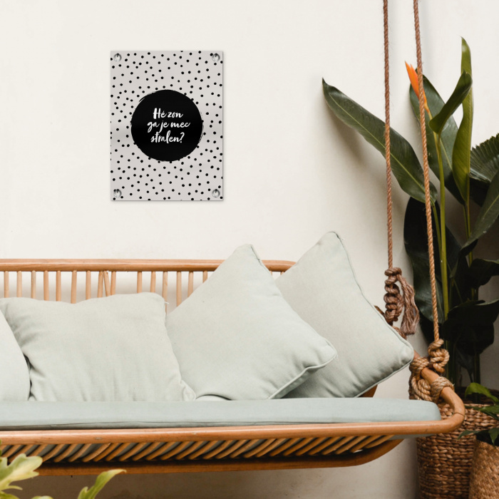 Quotes - Tekst - Hé zon ga je mee stralen? - Zon tuinposter los doek klein -sfeer7