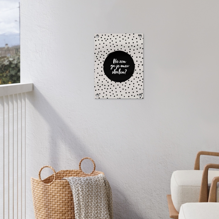 Quotes - Tekst - Hé zon ga je mee stralen? - Zon tuinposter los doek klein -sfeer8