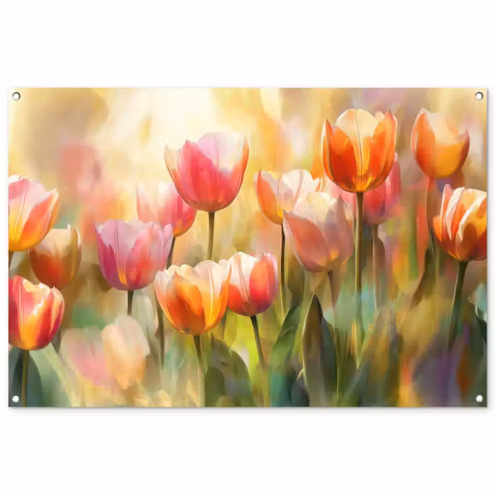 Tuinposter - Tulpen - Sprookjesachtig - Kleurrijk