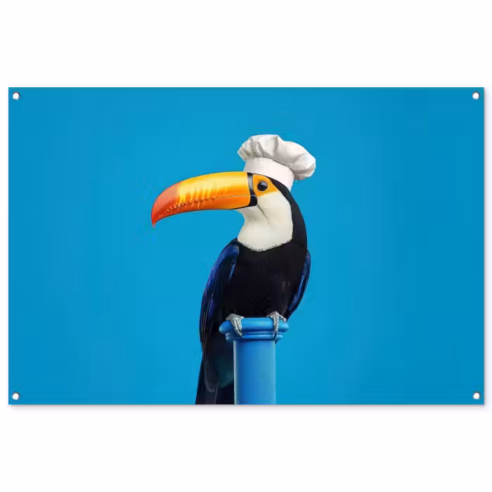 Tuinposter - Tucan - Sokkel - Vogel - Koksmuts