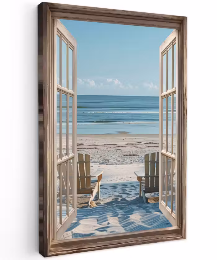 Buiten canvas - Doorkijk - Strandstoelen - Duinen - Zee - Natuur