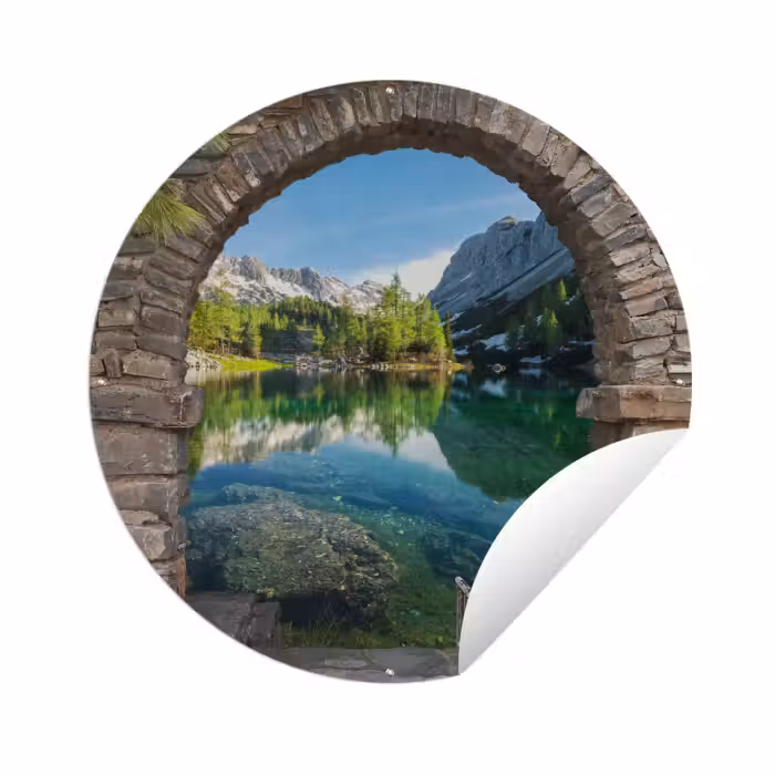 Tuinposter - Doorkijk - Berg - Landschap - Water