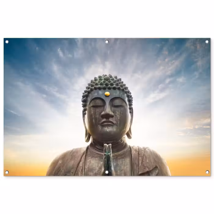 Tuinposter - Boeddha hoofd - Buddha - Lucht - Spiritueel - Meditatie