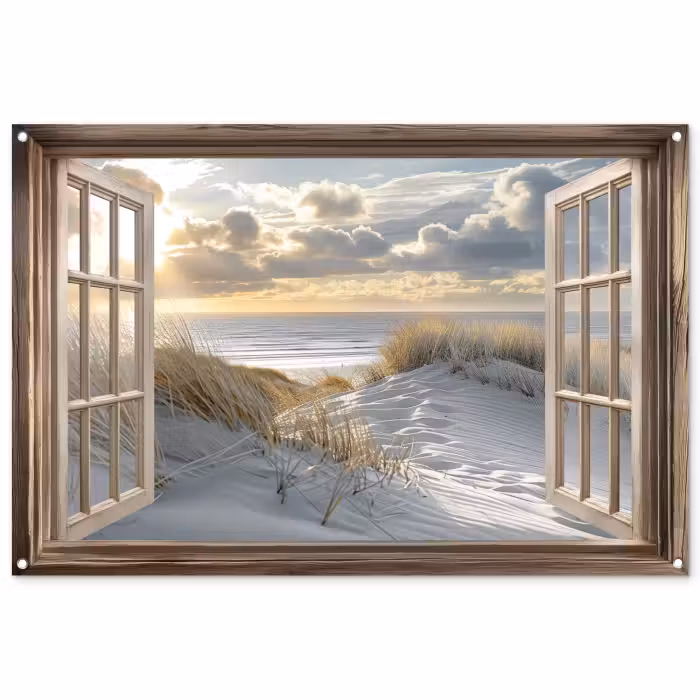 Tuinposter - Doorkijk - Strand - Duinen - Zee - Natuur