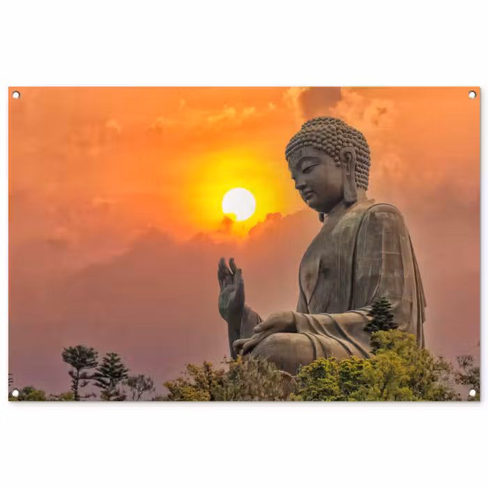 Tuinposter - Grote Boeddha bij zonsondergang