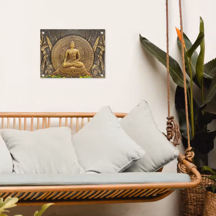 Tuinposter - Gouden Boeddha-reliëf — 4