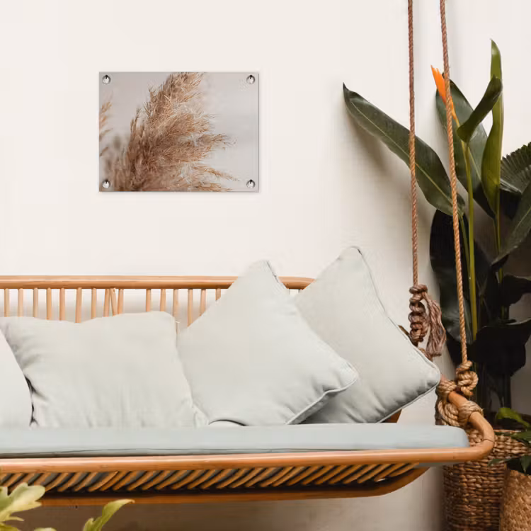 Tuinposter - Gedroogd pampasgras tegen een neutrale achtergrond — 4