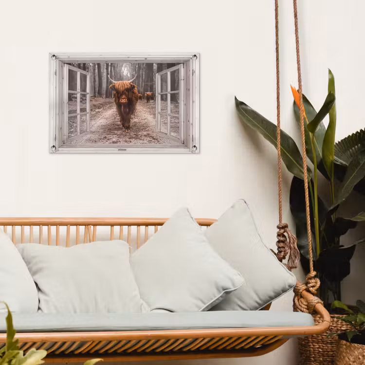 Tuinposter - Hooglander door het Raam — 4