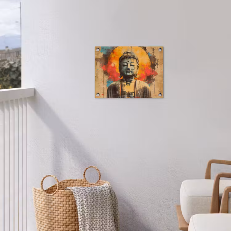 Tuinposter - Boeddha Beeld in Vurige Kleuren — 5