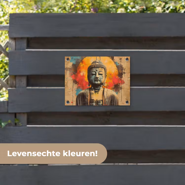 Tuinposter - Boeddha Beeld in Vurige Kleuren — 6