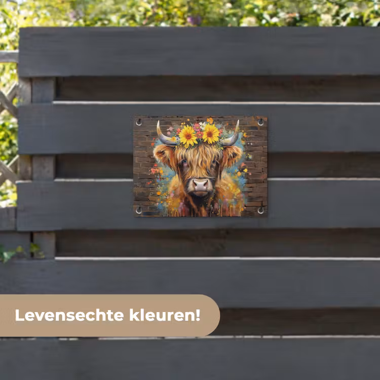 Tuinposter - Hooglander met Bloemenkroon — 6