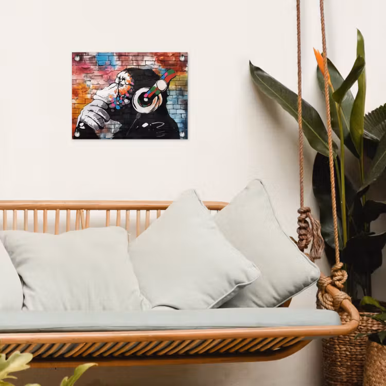 Tuinposter - Aap met Koptelefoon — 4