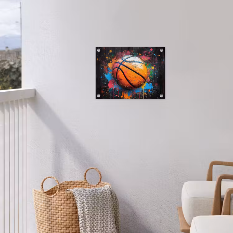 Tuinposter - Basketbal in Kleurrijke Spatten — 5
