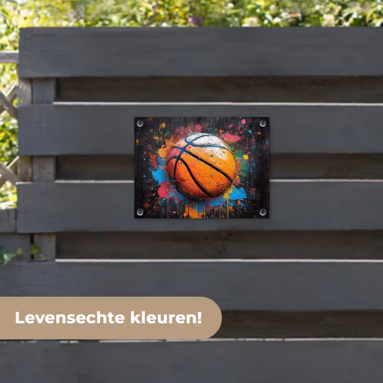 Tuinposter - Basketbal in Kleurrijke Spatten — 6