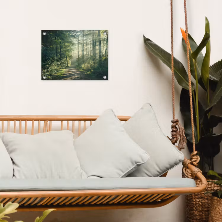 Tuinposter - Bosweg in ochtendlicht — 4