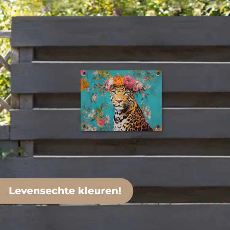 Tuinposter - Luipaard - Bloemen - Kroon — 6