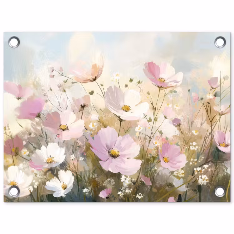 Tuinposter - Bloemenveld - Lichte tinten - Geschilderd — 1