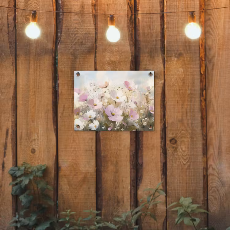 Tuinposter - Bloemenveld - Lichte tinten - Geschilderd — 2