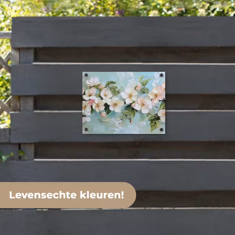 Tuinposter - Bloesem - Bladeren - Lichtblauw — 6
