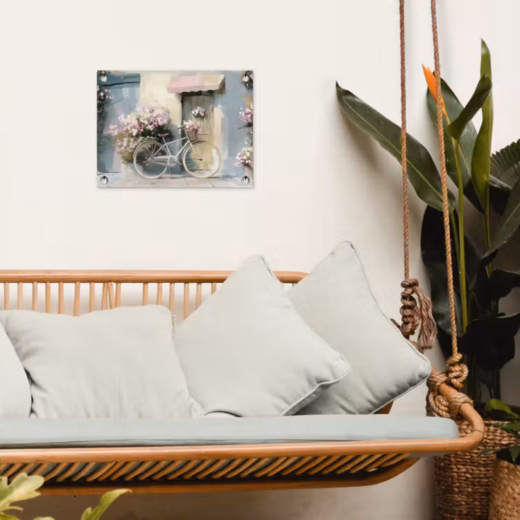Tuinposter - Fiets - Pastelkleuren - Bloemen — 4