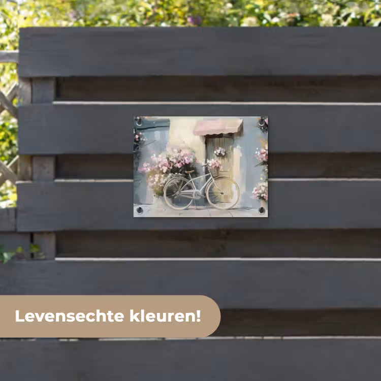 Tuinposter - Fiets - Pastelkleuren - Bloemen — 6