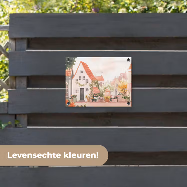 Tuinposter - Bloemen - Huizen - Dorp — 6