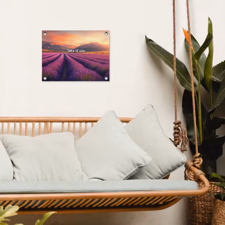 Tuinposter - Lavendelveld - Quote - Zonsondergang — 4