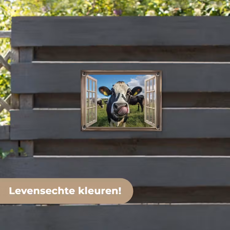 Tuinposter - Doorkijk - Koe - Weiland - Dieren - Natuur — 6
