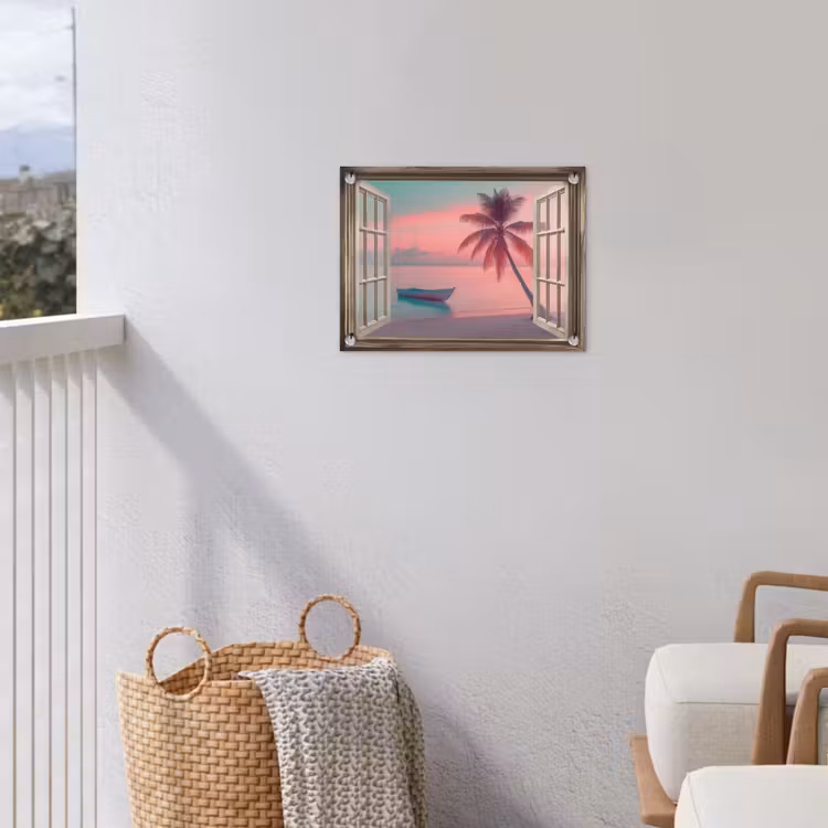 Tuinposter - Doorkijk - Strand - Palmboom - Tropisch — 5