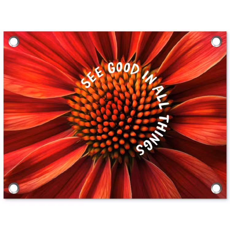 Tuinposter - Close up - Bloem - Quote - Rood — 1