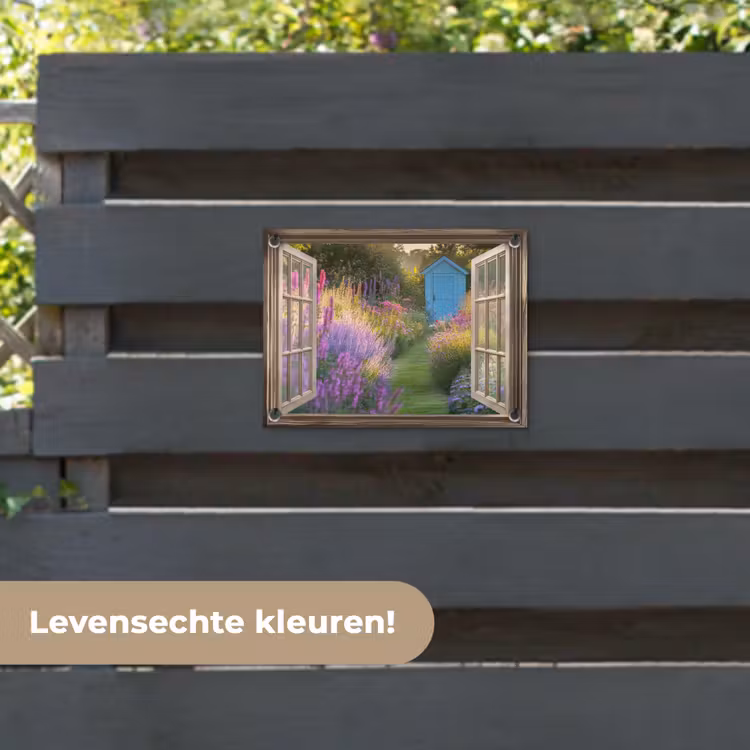 Tuinposter - Doorkijk - Bloemen - Raam - Natuur — 6