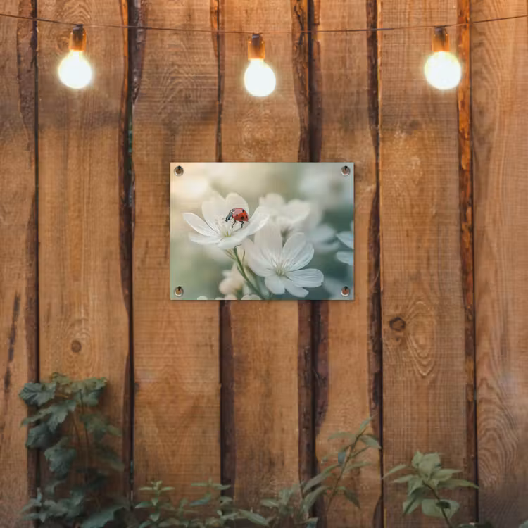 Tuinposter - Lieveheersbeestje - Bloemen - Wit — 3