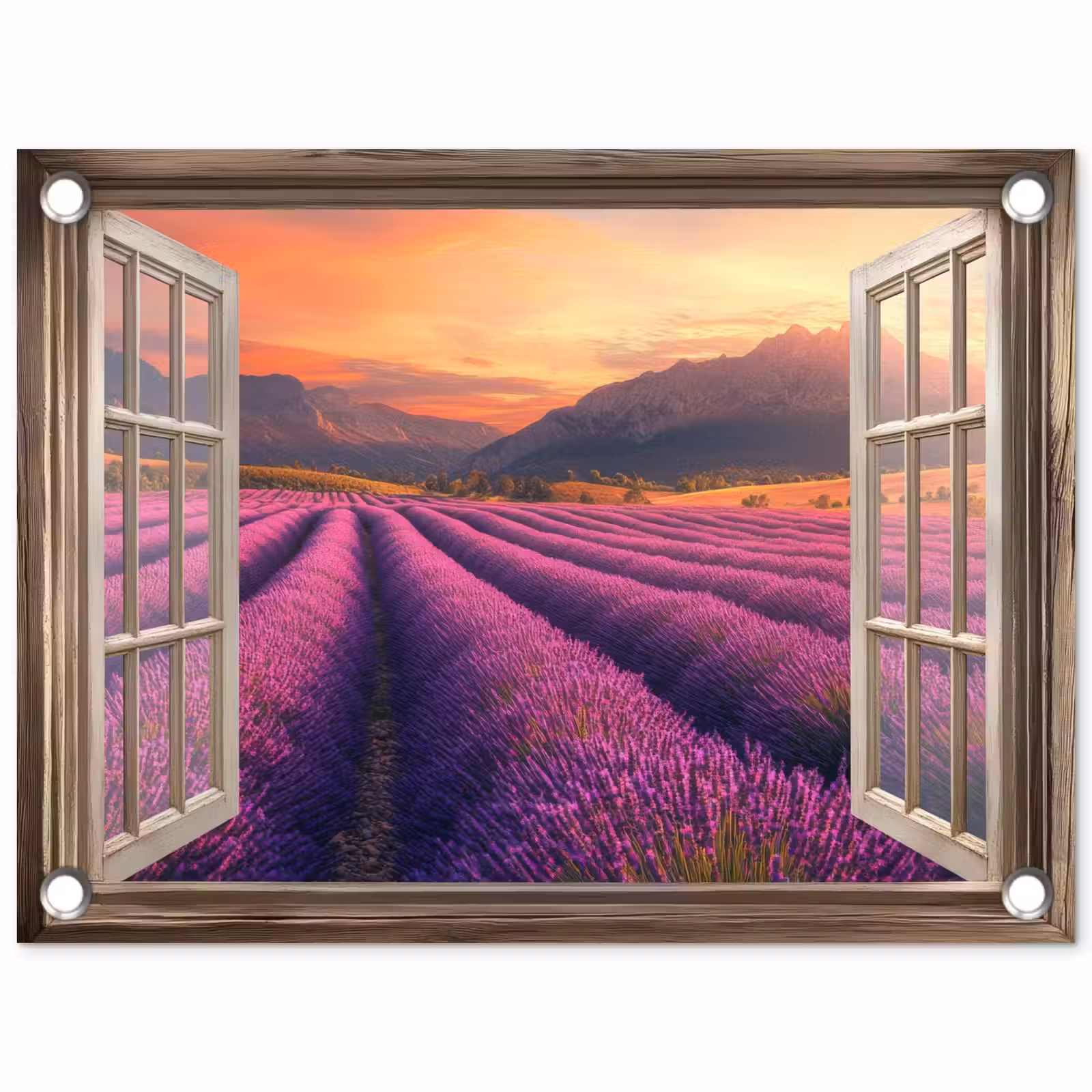 Tuinposter - Doorkijk - Lavendel - Landschap - Bloemen - Paars — 1