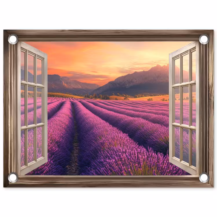 Tuinposter - Doorkijk - Lavendel - Landschap - Bloemen - Paars — 1