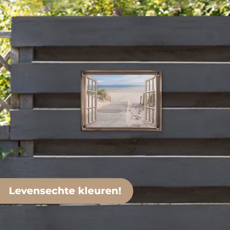 Tuinposter - Doorkijk - Strand - Duinen - Pad - Landschap — 6