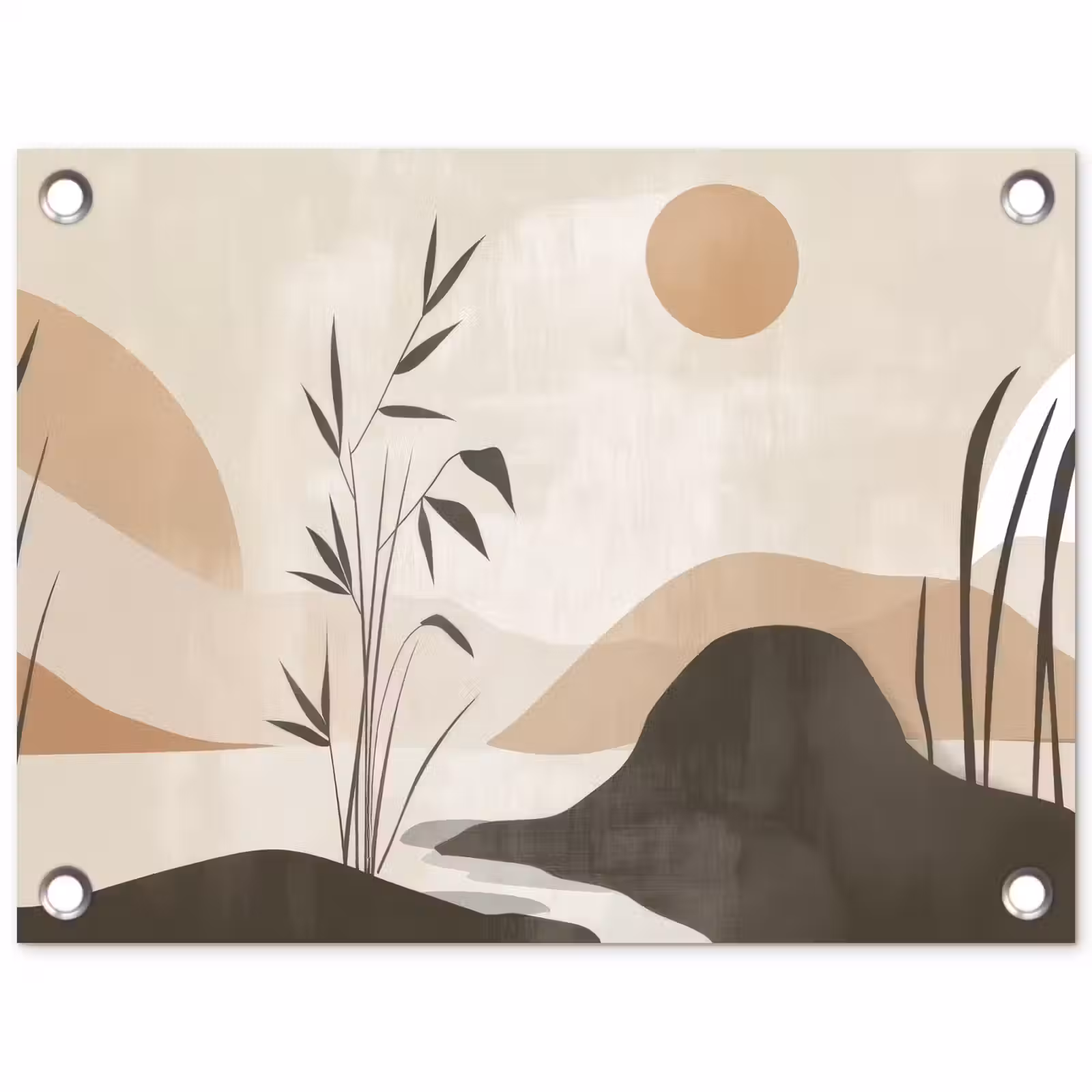 Tuinposter - Japandi - Landschap - Beige — 1