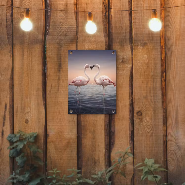 Tuinposter - Flamingo - Hart - Zee - Romantisch — 2