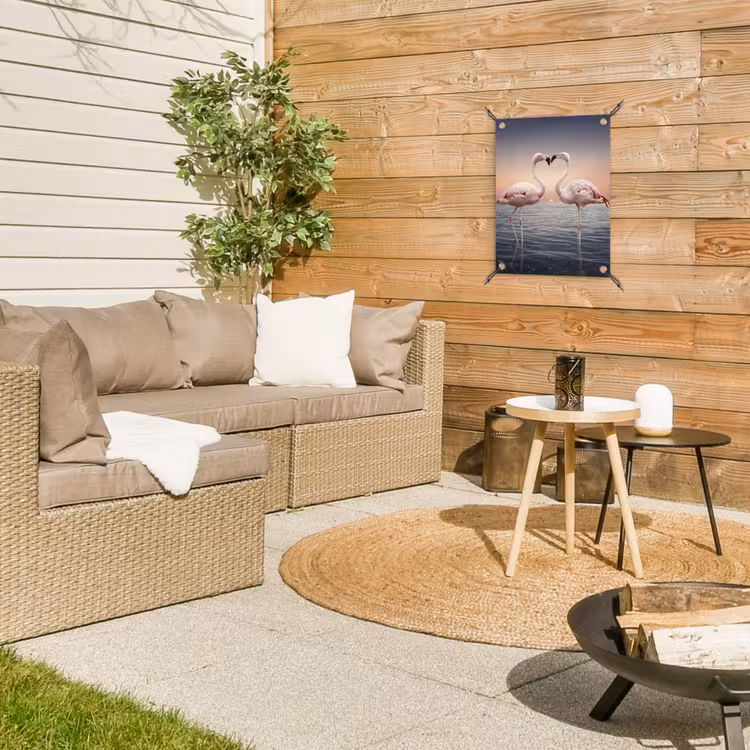 Tuinposter - Flamingo - Hart - Zee - Romantisch — 3